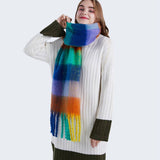 OLORFUL MOHAIR CHECKERED SCARF THICK WRAP_CWASC0167