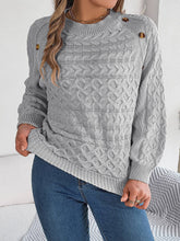 Twist Button Lantern Sleeve Pullover Sweater