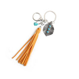 BOHEMIAN ALLOY LEAF TURQUOISE KEYCHAIN_CWMM6867