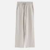 Solid Color Lace-Up High-Waisted Wide-Leg Pants