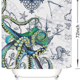 OCTOPUS PIRATE SHIP BATHROOM SHOWER CURTAIN_CWMM1804