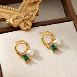 HIGHLIGHT BEAD SQUARE COLORED ZIRCONIA EARRINGS_CWMM3596