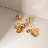 STAINLESS STEEL THREE PETAL FLOWER EARRINGS_CWASC1680