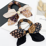 PEARL MOSAIC FLORAL CLOTH BOW HAIR TIE_CWAHA0518