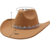 Western Rhinestone Felt Cowboy Hat For Women Men_Cwah04479
