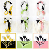 FLORAL SILK SCARF FRESH ELEGANT SQUARE HEADSCARF_CWASC1154