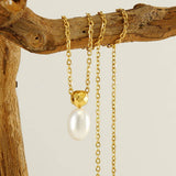 Cwaje1962_Simple Pearl Pendant Necklace Gold