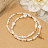 IMITATION PEARL CROSS RICE BEAD BRACELET_CWMM3847