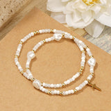 IMITATION PEARL CROSS RICE BEAD BRACELET_CWMM3847