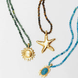 GOLD OCEAN CHARMS NECKLACE FISH SHELL BEADS_CWAJE4614