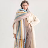 RAINBOW STRIPE SCARF COZY CUTE WINTER WRAP_CWASC0984