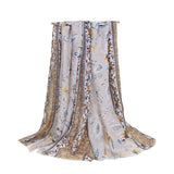 FLORAL BORDER SATIN SCARF ELEGANT BEACH WRAP_CWASC0672