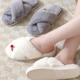 CROSS STYLE FAUX RABBIT FUR SLIPPERS FOR WOMEN_CWSHS0283