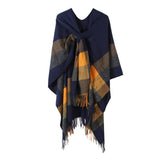 FRINGED CAPE FIXED TIE SHAWL FAUX CASHMERE SCARF_CWASC2160