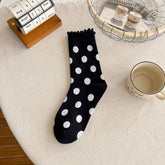 NEW COTTON CUTE LACE POLKA DOT MID TUBE SOCKS_CWMS1364