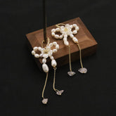 NATURAL FRESHWATER PEARL TASSEL BUTTERFLY EARRINGS_CWAJE3788