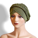 Two Milk Silk Solid Color Braided Headscarf Hat_Cwasc2425