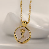 STAINLESS STEEL VINTAGE ROSE PENDANT NECKLACE_CWMM3840