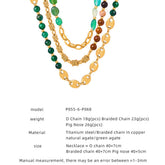 NATURAL STONE AGATE TITANIUM STEEL NECKLACE_CWAJE1081