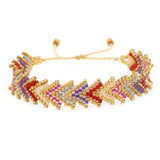 RICE BEAD HAND WOVEN RAINBOW FLOWER BRACELET_CWMM3796