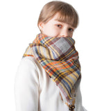 RAINBOW PLAID SCARF TRIANGLE WINTER SHAWL_CWASC0116