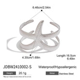 18K GOLD HAMMERED STARFISH OPEN BANGLE NO FADE_CWAJE4684