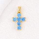 COLORFUL ZIRCON DECEMBER CROSS PENDANT NECKLACE_CWMM5872