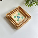 RATTAN COLORFUL SHELL FRUIT TRAY THREE PIECE SET_CWMM4407