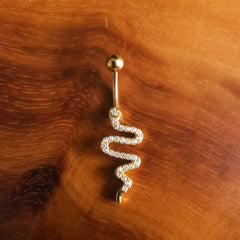 SNAKE CZ BELLY RING TRENDY NAVEL PIERCING_CWMM9192