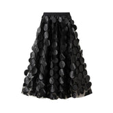 3D POLKA DOT TULLE A LINE FLARED MIDI SKIRT_CWBMS0379