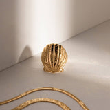 GOLD PLATED STAINLESS STEEL SHELL RINGS_CWAJE1243