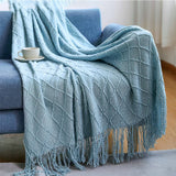 KNITTED TASSEL THIN BLANKET SOFA BLANKET_CWMM0183