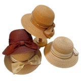 RAFFIA FASHION BOW ROUND TOP STRAW HAT_CWAH3588