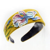 EMBROIDERED BLUE FLORAL HEADBAND WITH WIDE BAND_CWMM6111