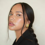 SIMPLE GEOMETRIC SQUARE WAVE TEXTURE EARRINGS_CWASC1652