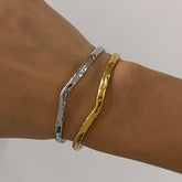 18K GOLD SILVER HAMMERED DOUBLE LAYER CUFF_