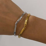18K GOLD SILVER HAMMERED DOUBLE LAYER CUFF_