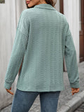 Solid-Color Lapel Button Long-Sleeved Sweatshirt