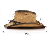 RETRO SUN PROTECTION WESTERN COWBOY STRAW HAT_CWAH1196