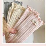 Women Flower Ear Edge Long Crew Socks_Cwms0420