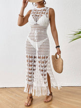 Waist-Cinched, Tassel, Hollowed-Out Beach Dress