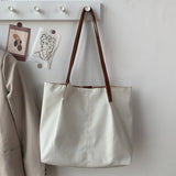 LITERARY SIMPLE SOLID COLOR SHOPPING CANVASBAG_CWAB2124
