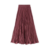 RUCHED PLEATED A LINE MIDI SKIRT_CWBMS0384