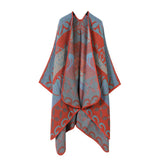 SHAWL SCARF KNITTED JACQUARD SLIT CAPE_CWASC2259