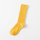 SOLID COLOR VERTICAL STRIPES COTTON CREW SOCKS_CWMS074