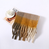 FAUX CASHMERE PLAID SCARF THICK FRINGED WRAP_CWASC2698