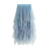 10 COLORS ELASTIC WAIST TIERED TULLE MESH SKIRT_CWBLS0396