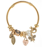 Travel Style Steel Bracelet With Rhinestone Charms_Cwmm8584