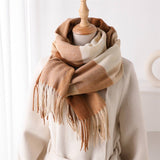 Warm Checkered Scarf Shawl For Cold Weather_Cwasc2763