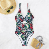 LEOPARD PRINT SLIM CUT OUT BIKINI SWIMSUIT_CWMW0620